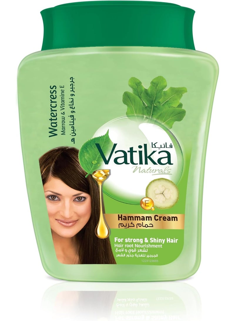Vatika Naturals Watercress Hammam Hair Cream (225g) | Natural Extracts of Marrow and Vitamin E | Promotes Volume and Thick Hair Nourishment | For Men & Women